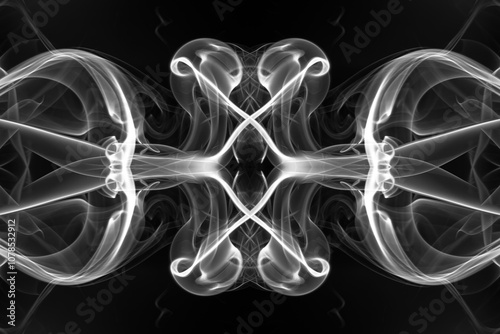 art of white smoke abstract on black background