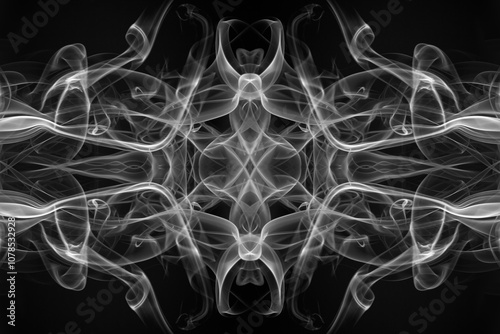 art of white smoke abstract on black background