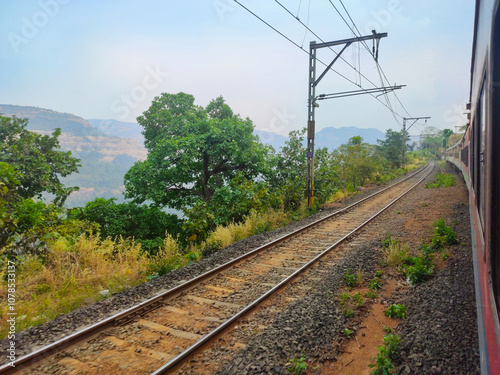 a beautiful Indian railway train Vande Bharat photo