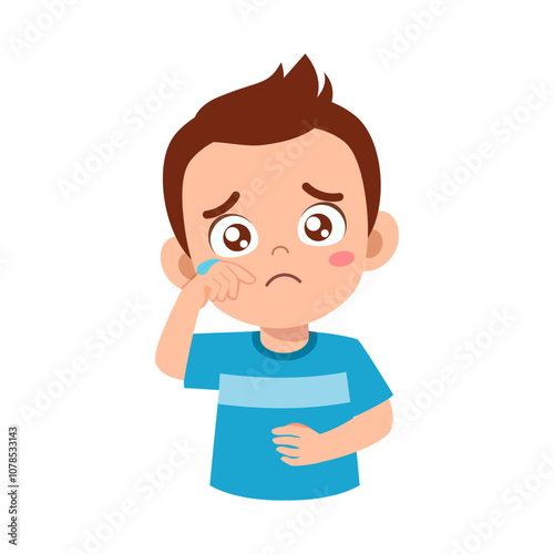little kid crying and feeling sad