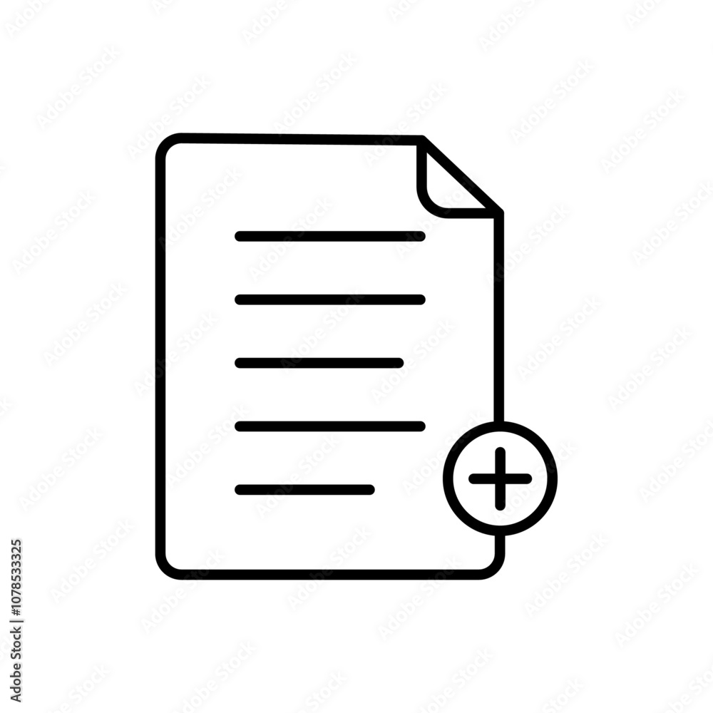 Add document icon Outline vector for web ui Add document icon Outline vector for web ui