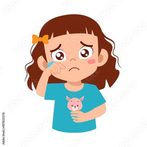 little kid crying and feeling sad
