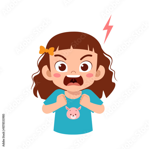 little kid scream and feel angry