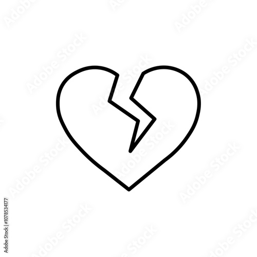 Broken heart icon Outline vector for web ui