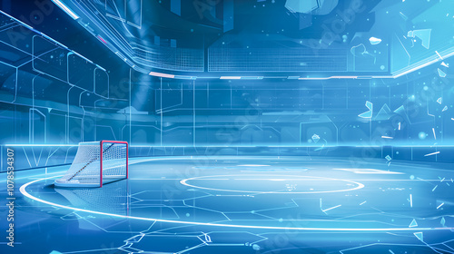 Hockey stick and a puck on blue background