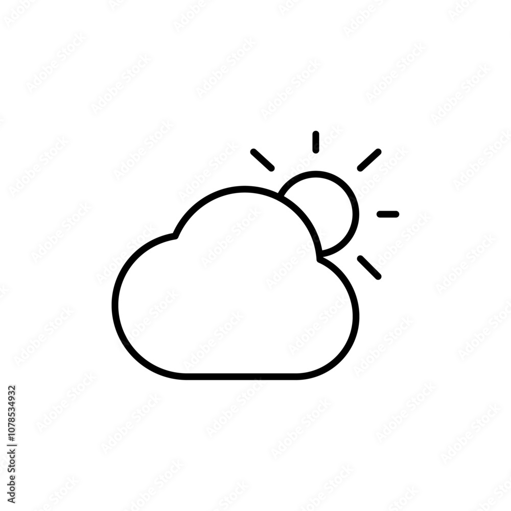 Cloud sun icon Outline vector for web ui Cloud sun icon Outline vector for web ui