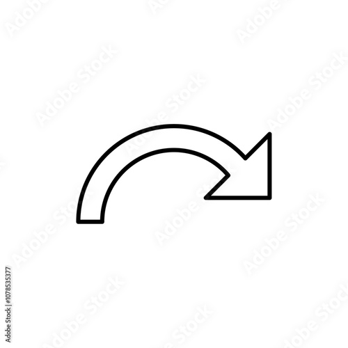 Curved arrow icon Outline vector for web ui