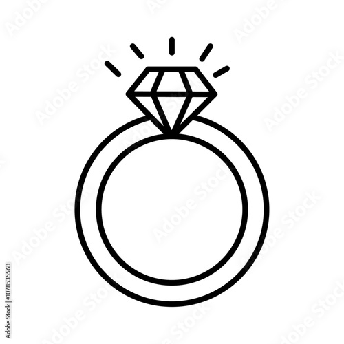 Diamond ring icon Outline vector for web ui