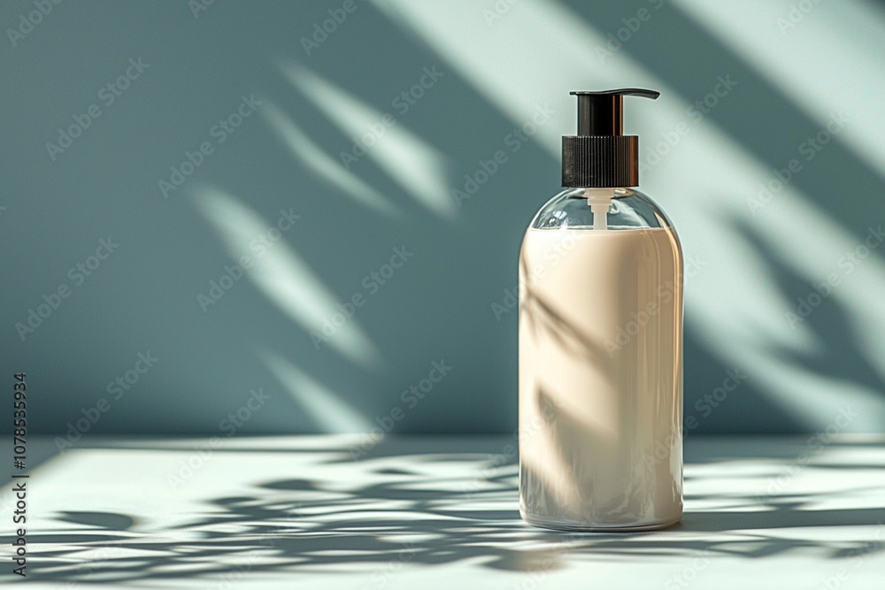 A mock up template of a luxury natural cosmetic bottle A mock up template of a luxury natural cosmetic bottle