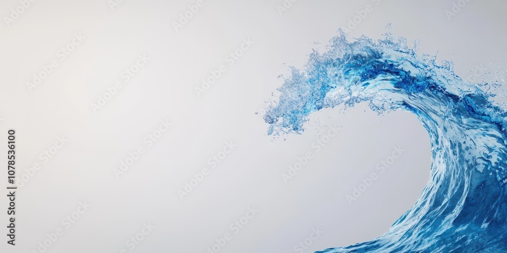 Fototapeta premium Dynamic ocean wave splashing against a serene background, capturing nature's power.