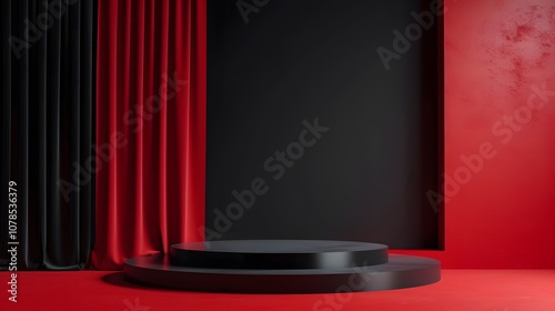 Unique gipsum props creating contrast on a minimalist modern cinema podium AI generated illustration