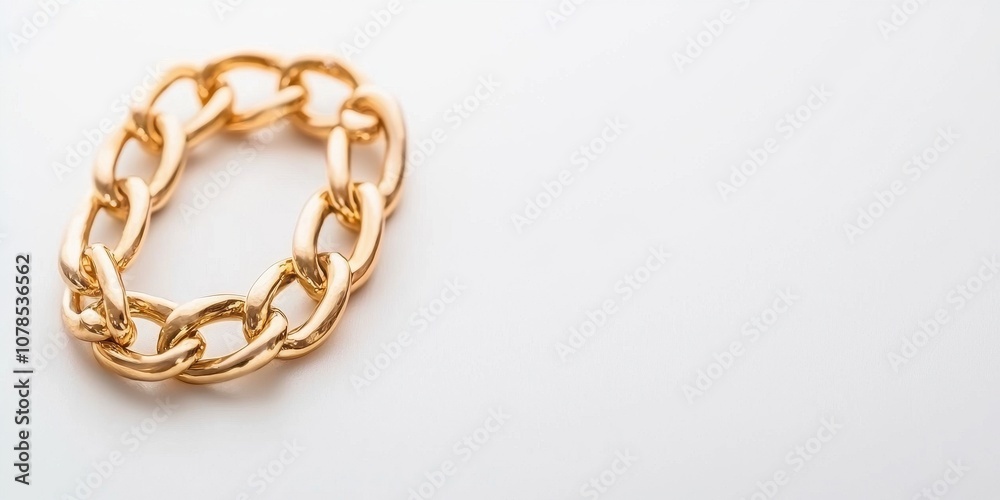 Elegant gold chain bracelet showcased on minimalistic background. Elegant gold chain bracelet showcased on minimalistic background.