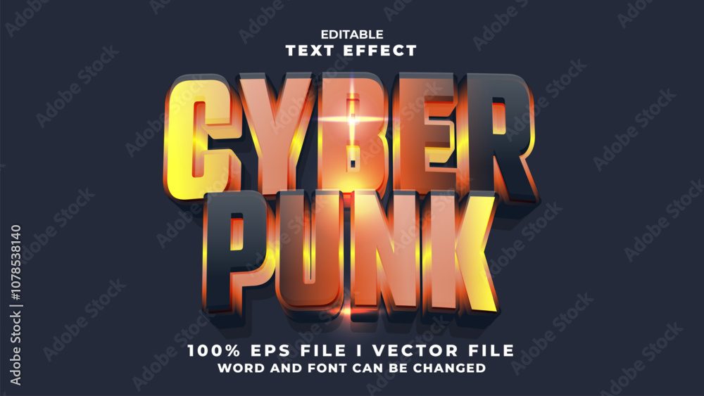 Fototapeta premium editable 3d cyberpunk bold text effect.typhography logo