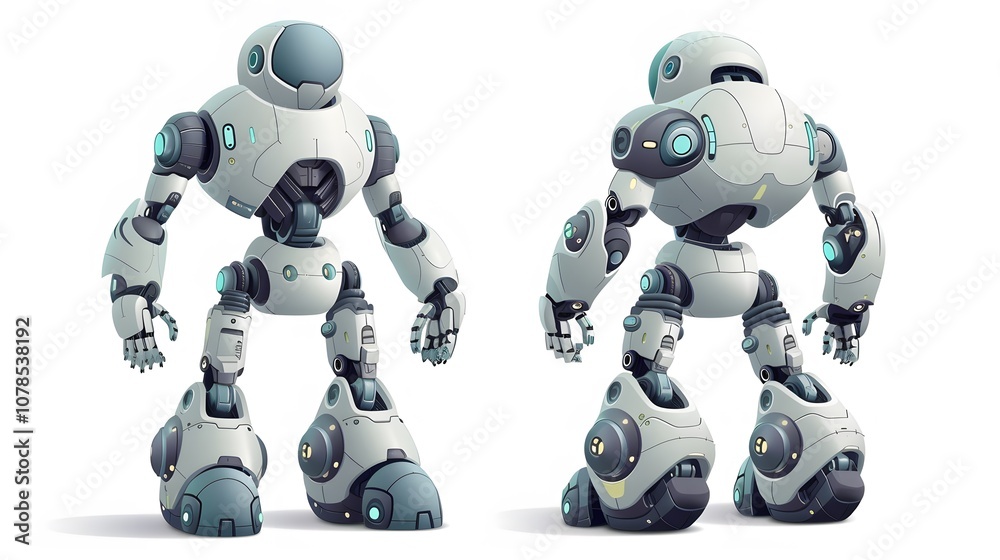 Vector drawing of a D robotic character AI generated illustration Vector drawing of a D robotic character AI generated illustration