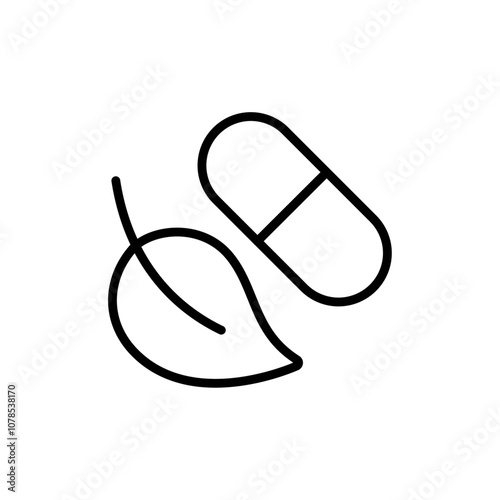 Herbal Capsule icon Outline vector for web ui