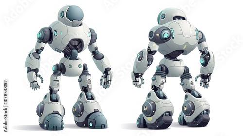 Vector drawing of a D robotic character AI generated illustration