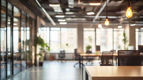 Modern office interior with bright lighting during daytime