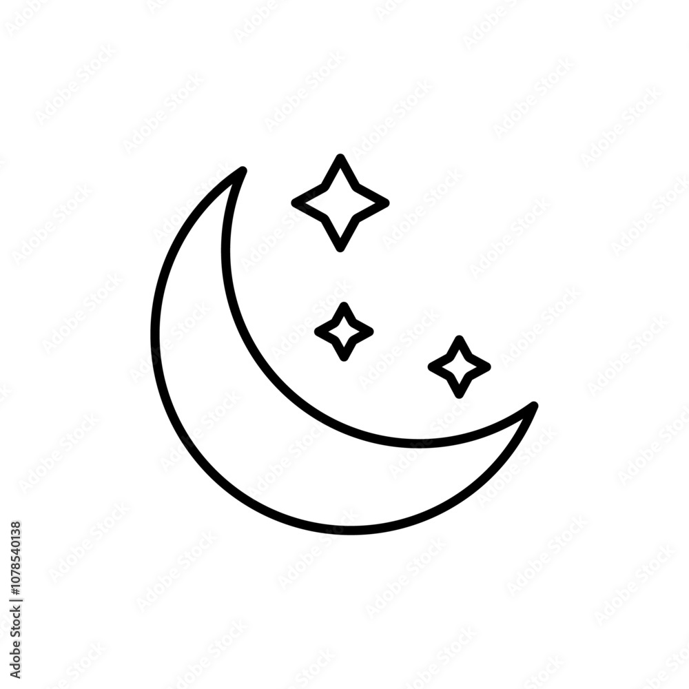 Moon stars icon Outline vector for web ui Moon stars icon Outline vector for web ui