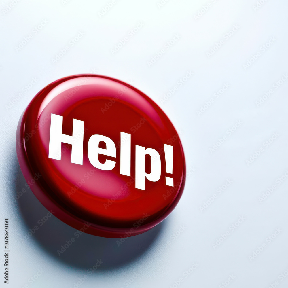 A red button with the word HELP written on it A red button with the word HELP written on it