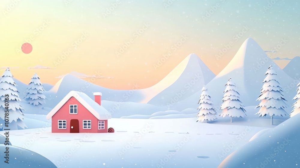 Fototapeta premium Beautiful winter outdoor illustration