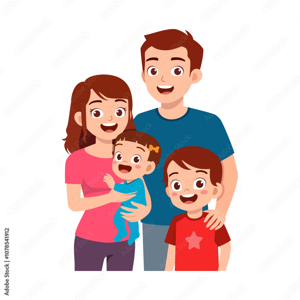 happy family portrait contain father mother son daughter baby happy family portrait contain father mother son daughter baby