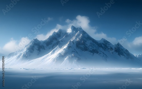 Wallpaper Mural A majestic snow-covered mountain rises against a serene blue sky, evoking tranquility and awe. Torontodigital.ca