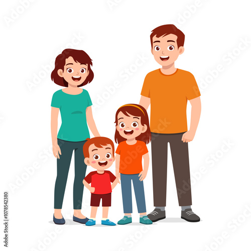happy family portrait contain father mother son daughter baby