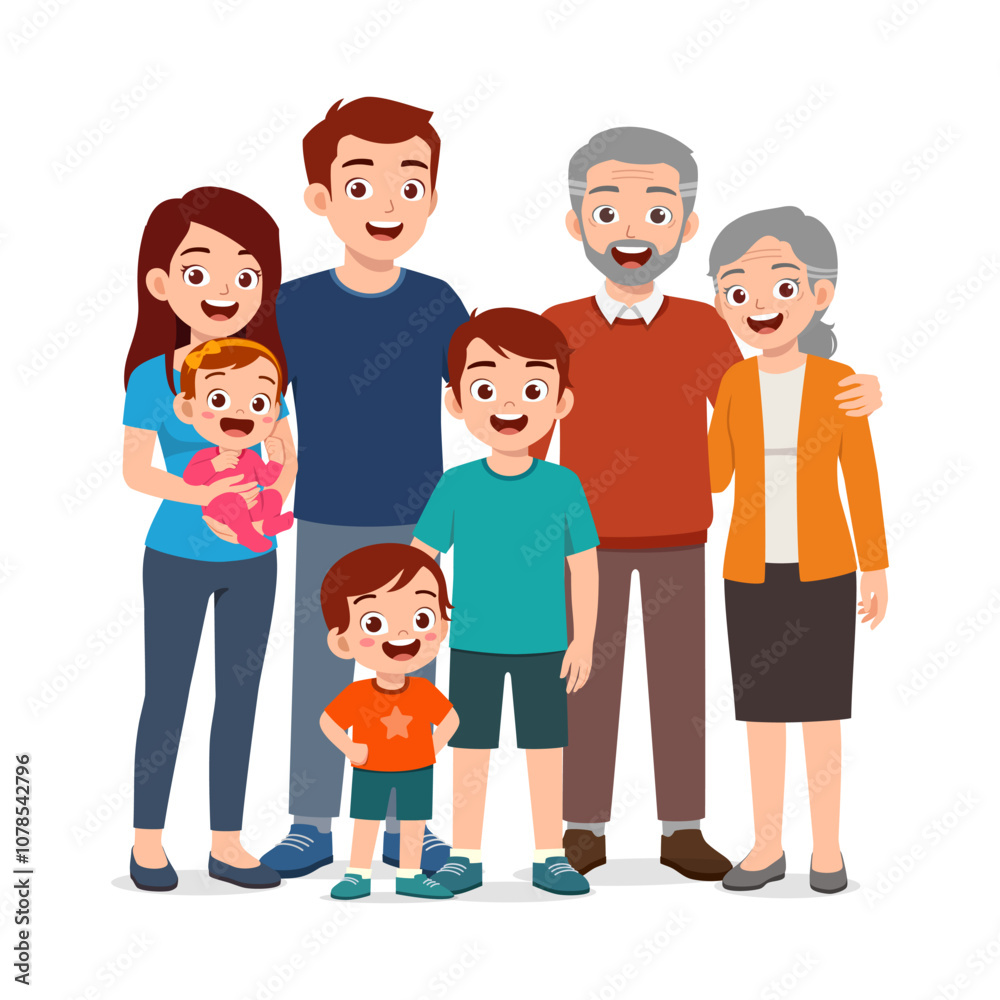 happy big family portrait contain father mother son daughter baby grandmother grandfather happy big family portrait contain father mother son daughter baby grandmother grandfather