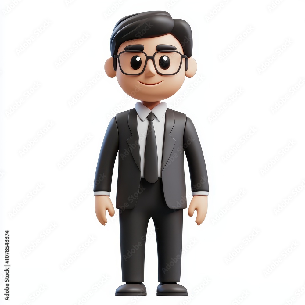 Professional Character in Formal Attire with Glasses Professional Character in Formal Attire with Glasses