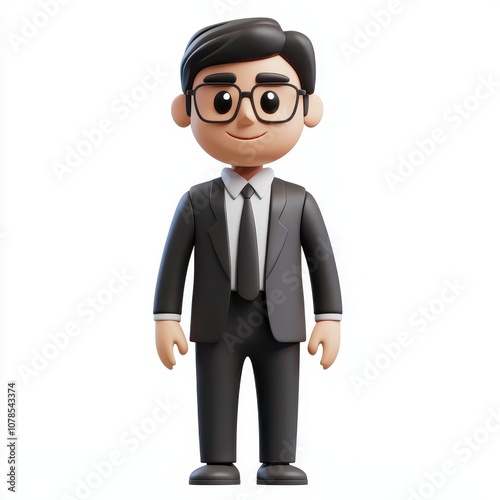 Professional Character in Formal Attire with Glasses