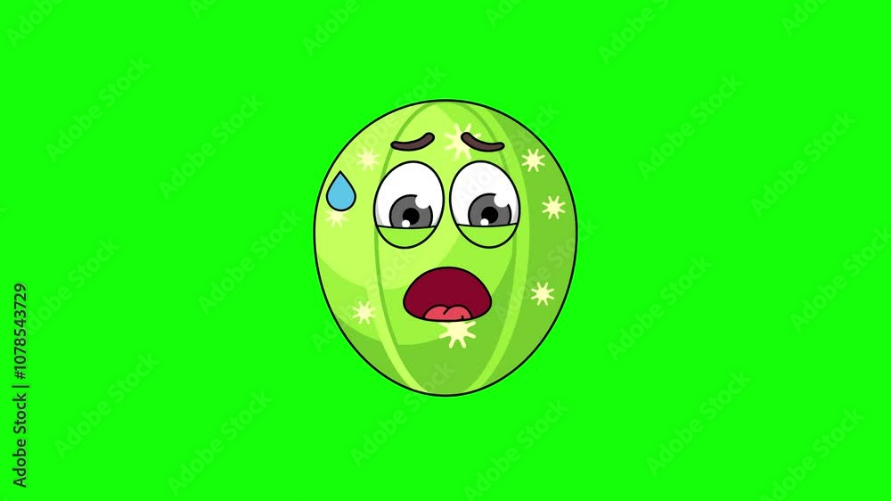 cactus emoticon with an expression of sweltering, hot, sweating cactus emoticon with an expression of sweltering, hot, sweating
