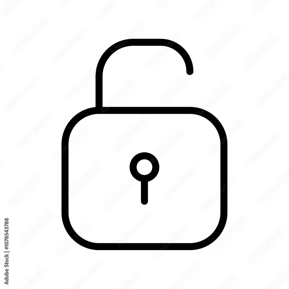 Unlock icon Outline vector for web ui