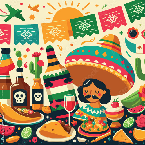 cinco de mayo illustration - mexican festivities