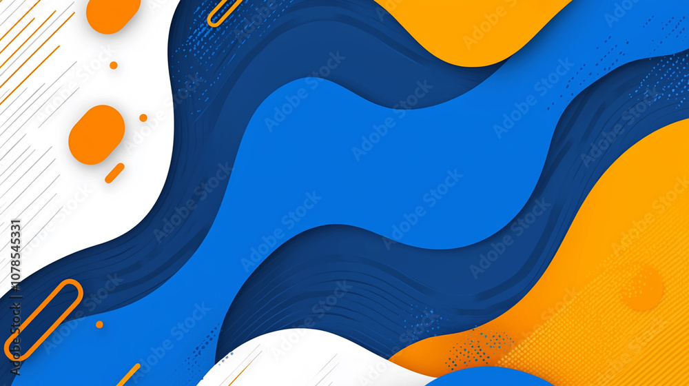 Abstract Blue and Orange Fluid Geometric Shapes on a White Background Abstract Blue and Orange Fluid Geometric Shapes on a White Background