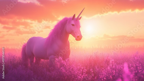 Capture the enchantment a gigapixel unicorn radiating magic at sunset