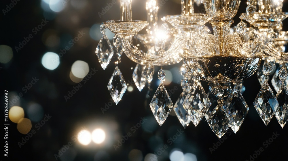 Crystal Chandelier Detail with Blurry Lights Crystal Chandelier Detail with Blurry Lights