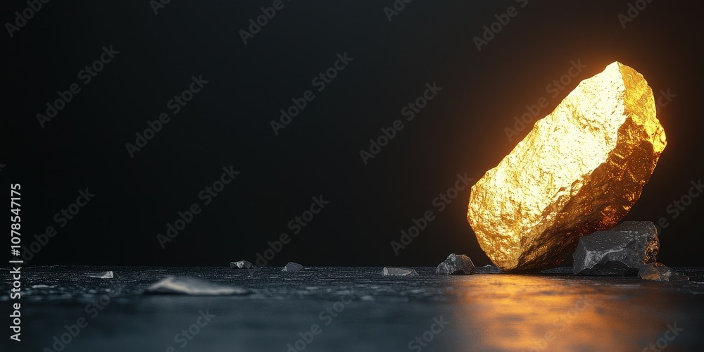 A close-up view of a shiny gold nugget against a dark background, showcasing its brilliance. A close-up view of a shiny gold nugget against a dark background, showcasing its brilliance.