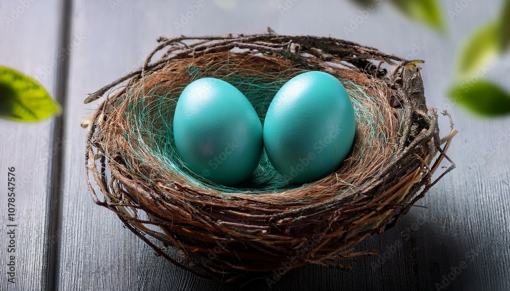two turquoise eggs in a robin s nest two turquoise eggs in a robin s nest