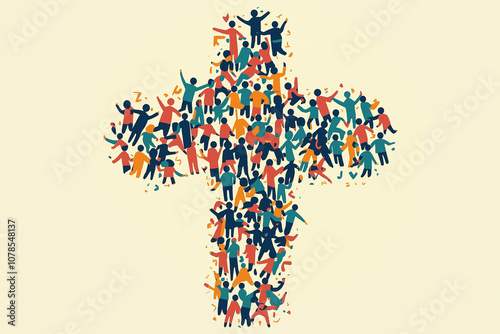 Community Colorful Cross - Diverse People United