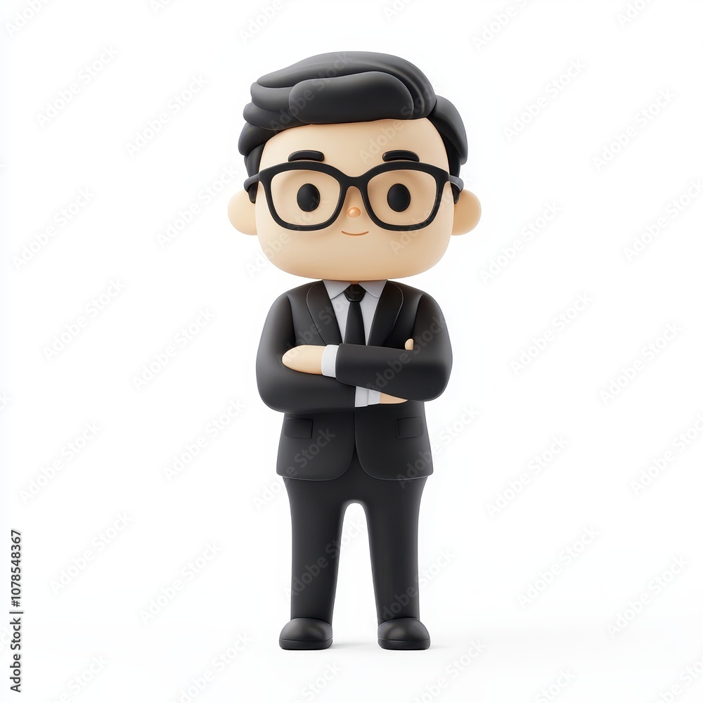 Playful Cartoon Businessman Character in Suit Playful Cartoon Businessman Character in Suit