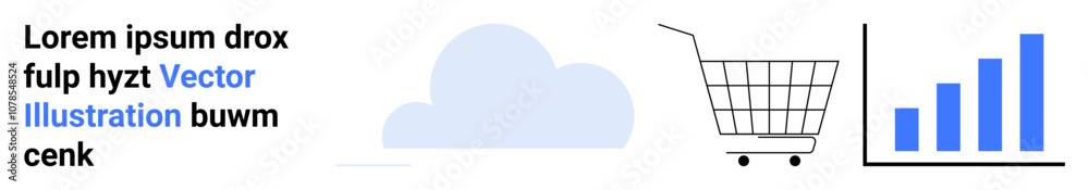 Cloud, shopping cart, and bar graph signify cloud computing, online shopping, and data analytics. Ideal for e-commerce, cloud services, data analysis, tech startups, business growth strategies Cloud, shopping cart, and bar graph signify cloud computing, online shopping, and data analytics. Ideal for e-commerce, cloud services, data analysis, tech startups, business growth strategies