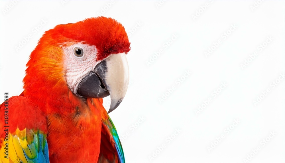 Fototapeta premium Colorful macaw parrot with vibrant feathers isolated on transparent background, ideal for tropical and exotic design projects