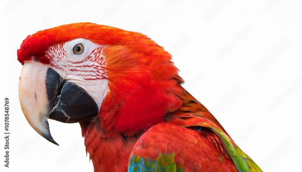 Naklejka premium Colorful macaw parrot with vibrant feathers isolated on transparent background, ideal for tropical and exotic design projects