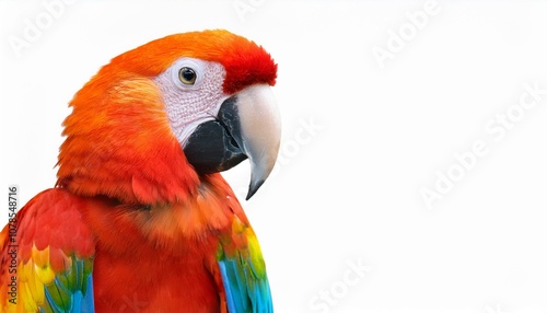 Colorful macaw parrot with vibrant feathers isolated on transparent background, ideal for tropical and exotic design projects