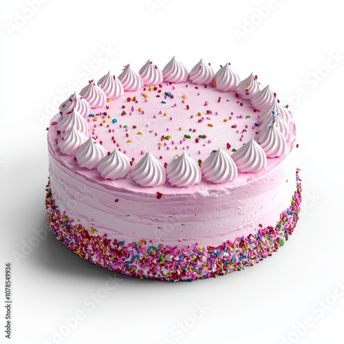 Pink Celebration Cake with Colorful Sprinkles photo