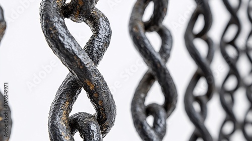 Close-up of Intertwined Metal Chains: A Study of Industrial Strength and Timeless Connection