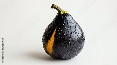 Dark, Dew-Kissed Squash: A Study in Contrasting Colors and Textures. Ideal for still life enthusiasts and autumnal art lovers. #squash #autumn #nature