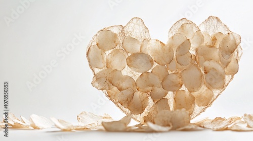 A Delicate Heart of Crispy Chips: A Culinary Masterpiece of Texture, Light, and Shadow. Perfect for Valentine's Day, Romantic Occasions, or a Delightful Snack.