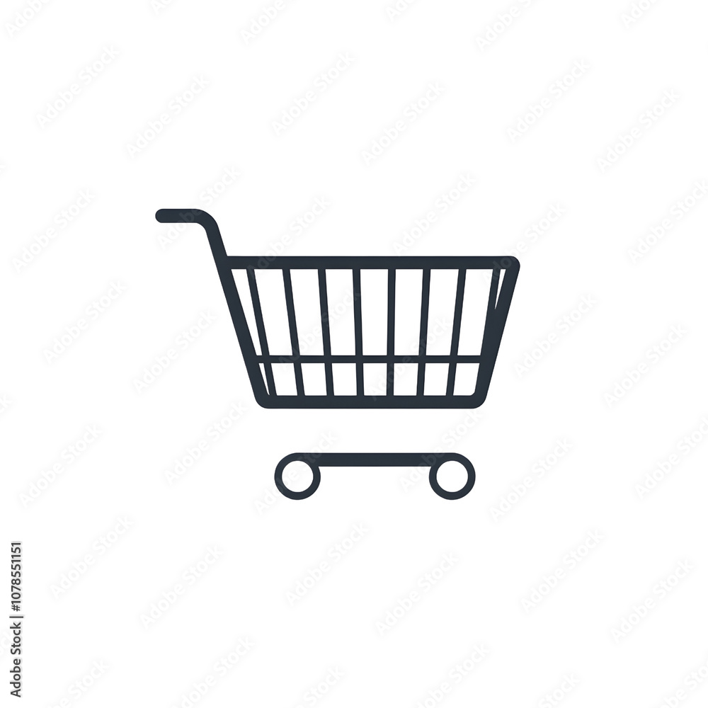 A minimalistic shopping cart icon with a clean design