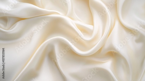 Cream Silk Background: Smooth, Elegant Texture with Soft Ripples. Ideal for Luxury, Fashion, or Wedding Designs. Download High-Quality Image.